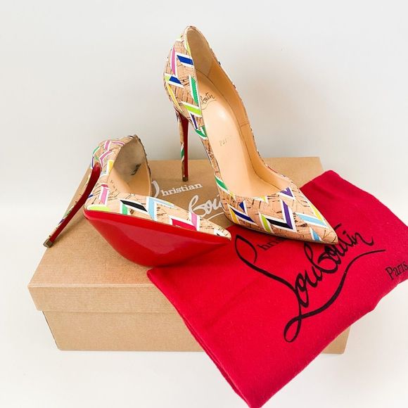 Christian Louboutin Shoes - Christian Louboutin So Kate Cork Chevron 120 High Heels Pumps 36.5, 6.5